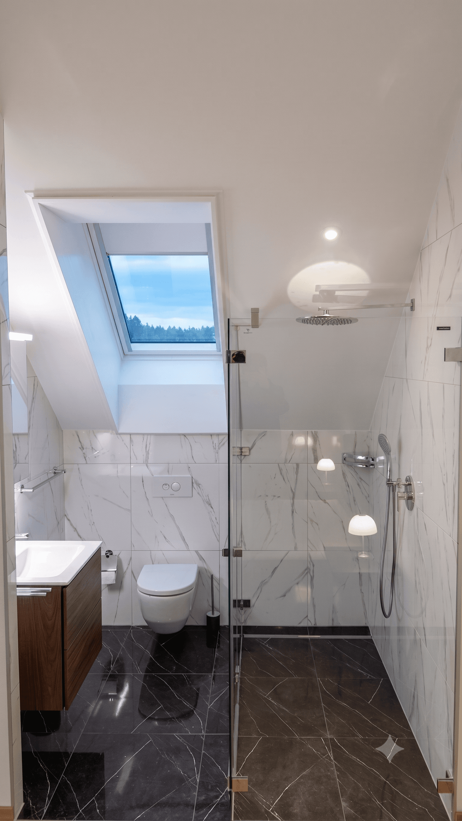 Top floor studio marble bathroom